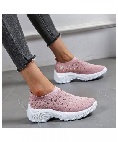 Flying Mesh Breathable Sports Women's Women's Shoes Summer Shoes Woven Women's Womens Sneaker Boots Pink $14.80 Athletic Shoes