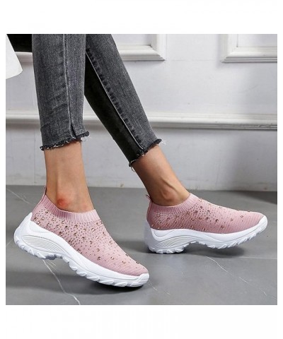 Flying Mesh Breathable Sports Women's Women's Shoes Summer Shoes Woven Women's Womens Sneaker Boots Pink $14.80 Athletic Shoes