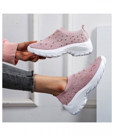 Flying Mesh Breathable Sports Women's Women's Shoes Summer Shoes Woven Women's Womens Sneaker Boots Pink $14.80 Athletic Shoes