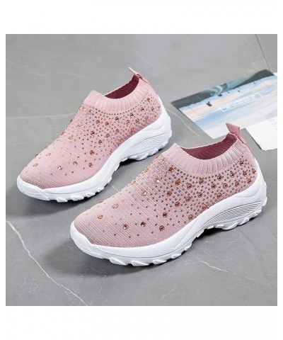 Flying Mesh Breathable Sports Women's Women's Shoes Summer Shoes Woven Women's Womens Sneaker Boots Pink $14.80 Athletic Shoes