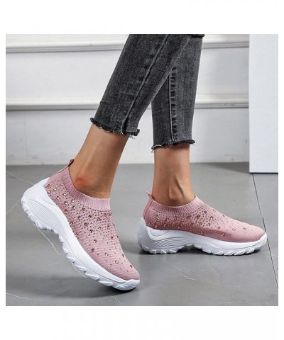 Flying Mesh Breathable Sports Women's Women's Shoes Summer Shoes Woven Women's Womens Sneaker Boots Pink $14.80 Athletic Shoes