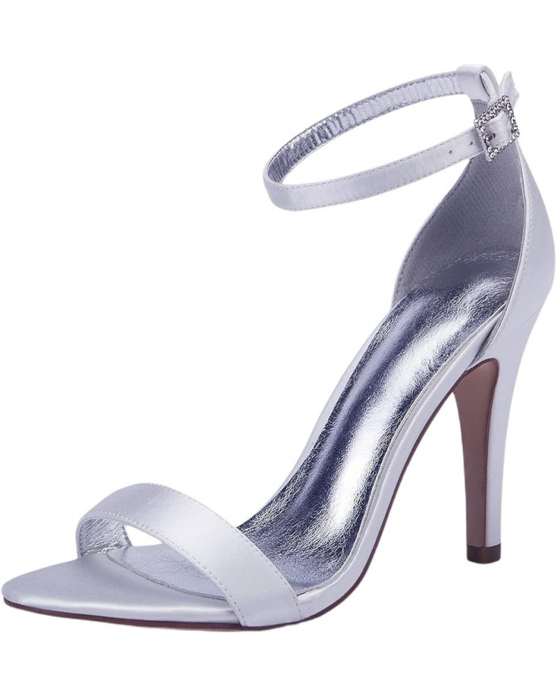 Womens Basic Sandals Silver Satin Wedding High Heeled Bride Dress Party Evening Shoes 10.5CM Job Shoes White,silver $31.91 Sa...