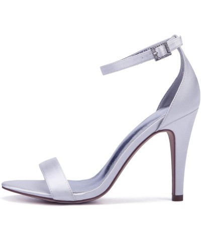 Womens Basic Sandals Silver Satin Wedding High Heeled Bride Dress Party Evening Shoes 10.5CM Job Shoes White,silver $31.91 Sa...