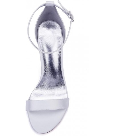 Womens Basic Sandals Silver Satin Wedding High Heeled Bride Dress Party Evening Shoes 10.5CM Job Shoes White,silver $31.91 Sa...