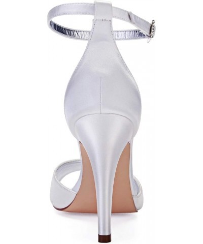 Womens Basic Sandals Silver Satin Wedding High Heeled Bride Dress Party Evening Shoes 10.5CM Job Shoes White,silver $31.91 Sa...