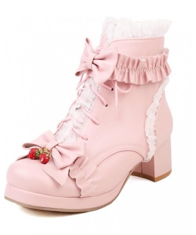 Girls Wedding Lovely Bows Ankle Boots Platform Pink 1 $24.75 Boots