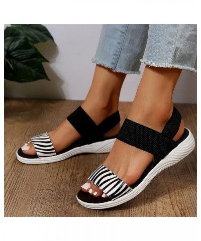 Walking Running Sandals for Women/Teen Girls 2023 Summer Classic Stripe Open Toe Slope Sandals Casual Shoes A White $15.61 At...