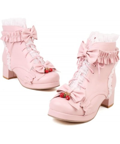 Girls Wedding Lovely Bows Ankle Boots Platform Pink 1 $24.75 Boots