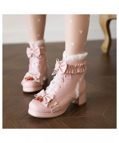 Girls Wedding Lovely Bows Ankle Boots Platform Pink 1 $24.75 Boots