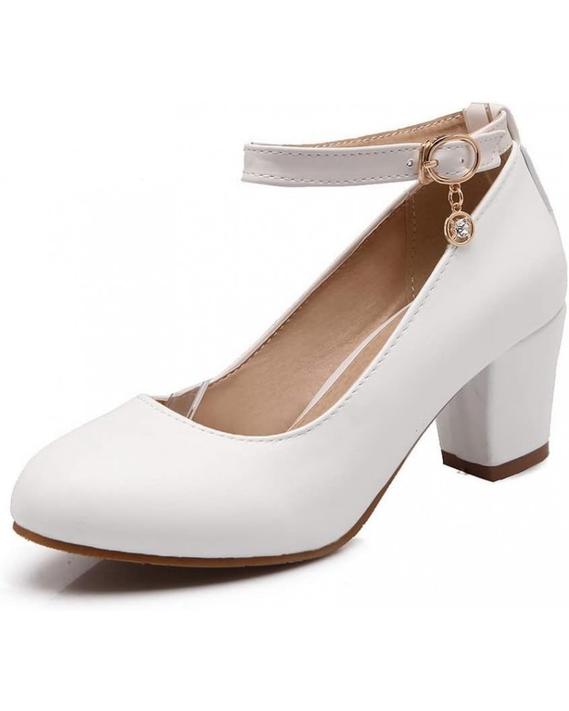 Womens DC384 Uniform Dress Shoe Outdoor Fashion Casual Pu Low Chunky Pumps White $37.72 Pumps