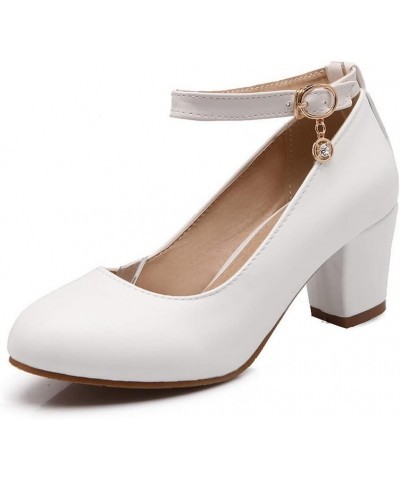 Womens DC384 Uniform Dress Shoe Outdoor Fashion Casual Pu Low Chunky Pumps White $37.72 Pumps