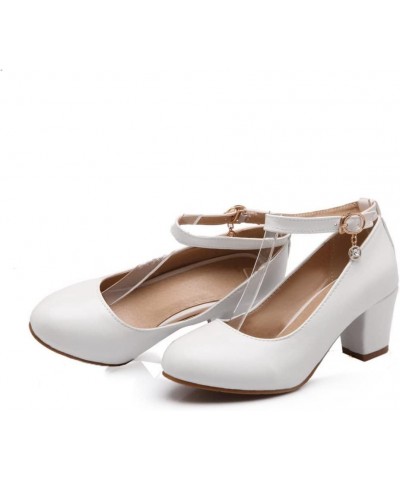 Womens DC384 Uniform Dress Shoe Outdoor Fashion Casual Pu Low Chunky Pumps White $37.72 Pumps