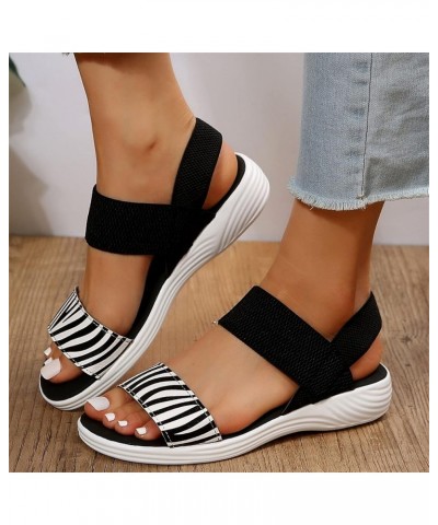 Walking Running Sandals for Women/Teen Girls 2023 Summer Classic Stripe Open Toe Slope Sandals Casual Shoes A White $15.61 At...