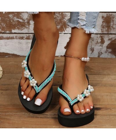 Wedges Crystal Slippers Women Shoes Summer Sandals High Heels Platform Flip Flops Ladies Beach Slides (Color : Beige, Size : ...