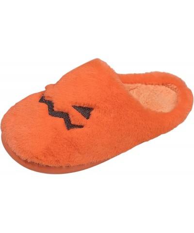 Slippers Fuzzy Women Ladies Winter Halloween Warm Plush Headed Flat Bottom Cotton Slippers Orange➤➤2024 Shoes for Women $10.8...