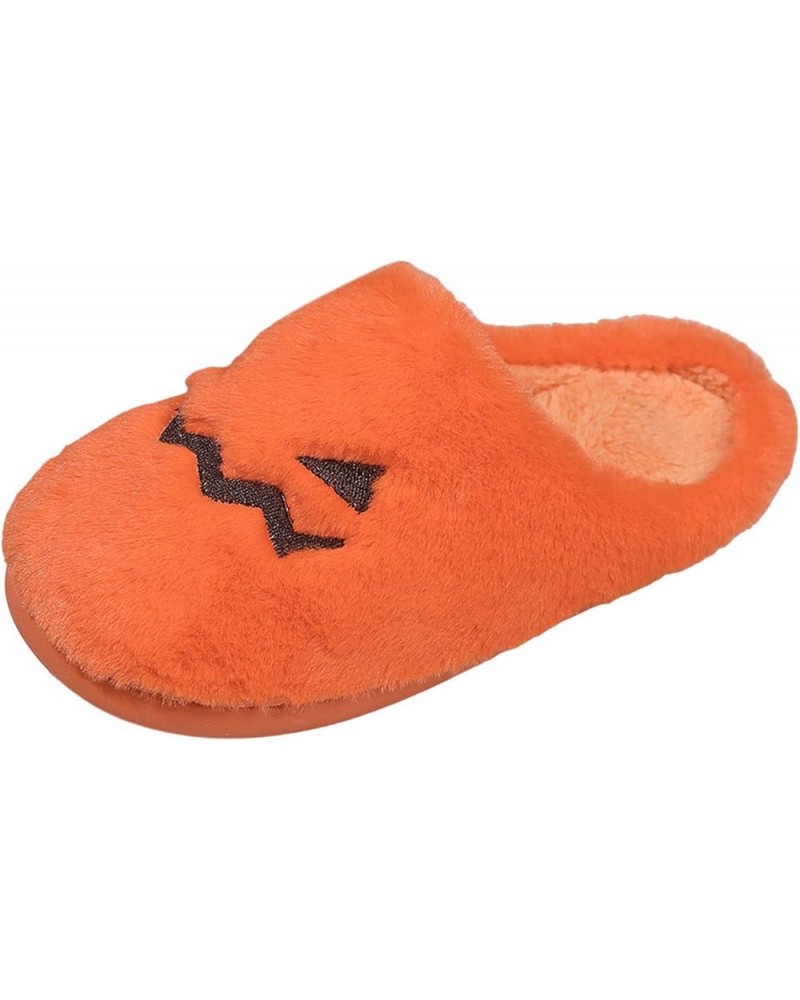 Slippers Fuzzy Women Ladies Winter Halloween Warm Plush Headed Flat Bottom Cotton Slippers Orange➤➤2024 Shoes for Women $10.8...