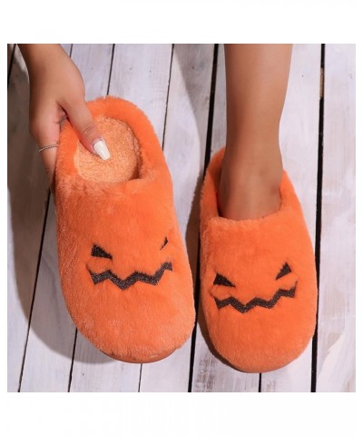 Slippers Fuzzy Women Ladies Winter Halloween Warm Plush Headed Flat Bottom Cotton Slippers Orange➤➤2024 Shoes for Women $10.8...