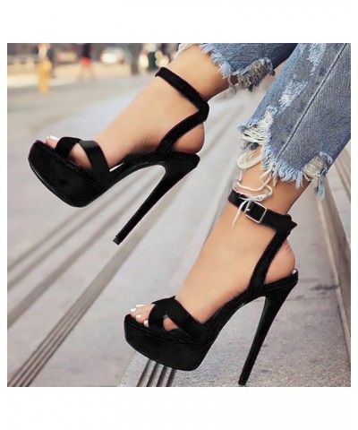 Women's Peep Open Toe Platform Sky High Stiletto Heel Ankle Strap Buckle Party Sandals Sexy Sandals Pole Fitness Dancer Heel ...