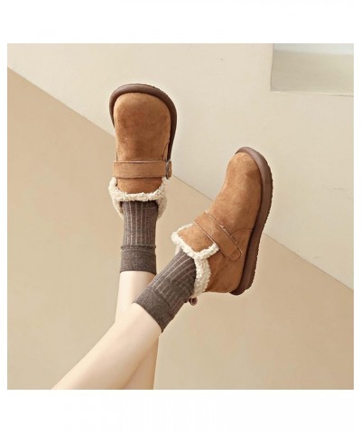 women's snow boots lamb plush short boots thick soles plush insulation Buchan cotton shoes winter short sleeves flat heels Br...