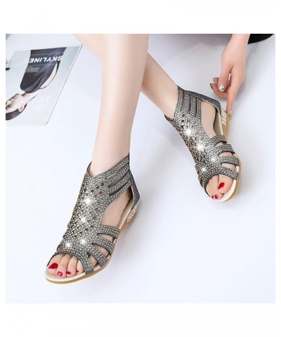 Flip Flops for Women Boho Casual Flat Ankle T Strap Thong Elastic Flip Flops Beach Shoes Sandal Black $12.58 Sandals