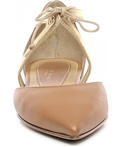 Brown and Gold Leather Flat Shoes - V25SETA Cuoio - Size Gold $71.05 Sandals