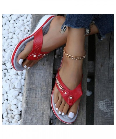 Women's Ladies Fashion Casual Sandals Shoes Outdoor Flip Flops Beach Wedges Heated Slippers for Women Rechargeable Red $12.78...