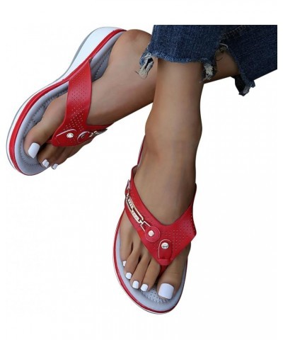 Women's Ladies Fashion Casual Sandals Shoes Outdoor Flip Flops Beach Wedges Heated Slippers for Women Rechargeable Red $12.78...