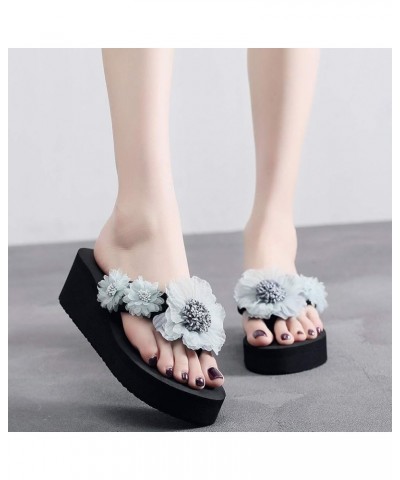 Flip Flop Women Sandals Cushion Slides Silver Sandals Fish Sandals Women Sandal Sandals Women Fashion Heels F 11-light Blue $...