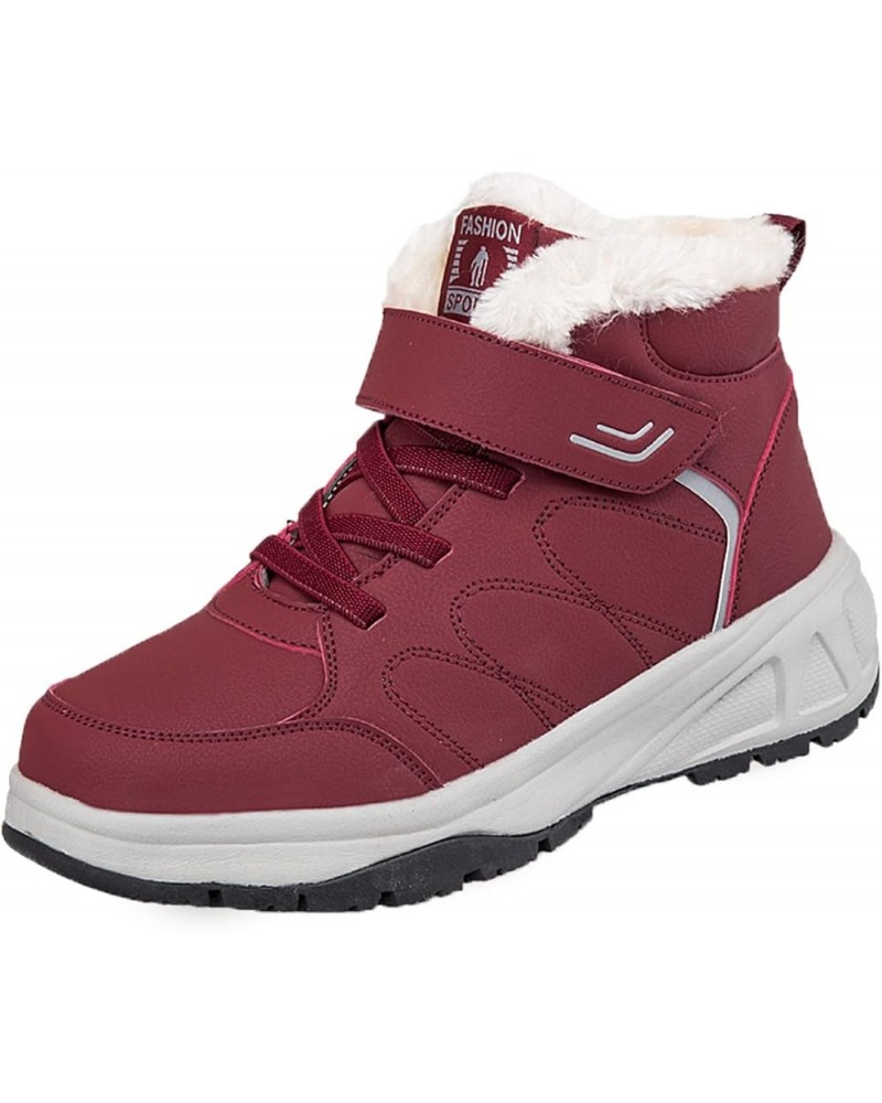 Couple Models Women's Middle Aged And Elderly Winter High Top Non Slip Soft Bottom Outdoor Boots Women Size 8 Red $29.68 Outd...