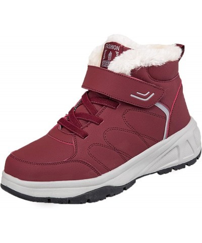 Couple Models Women's Middle Aged And Elderly Winter High Top Non Slip Soft Bottom Outdoor Boots Women Size 8 Red $29.68 Outd...