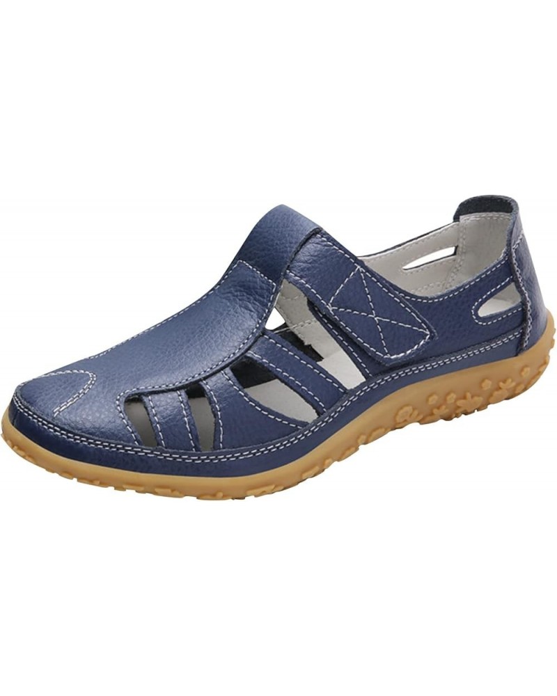 Women Shoes Fashion Flat Soft Sole Sole Sole Sandals Casual Retro Sandals Sandals for Women High Heel Dark Blue $15.86 Outdoo...