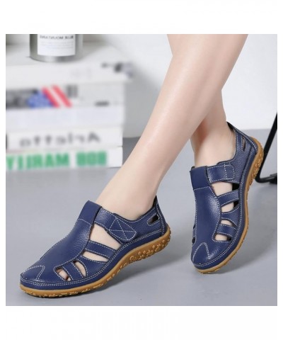 Women Shoes Fashion Flat Soft Sole Sole Sole Sandals Casual Retro Sandals Sandals for Women High Heel Dark Blue $15.86 Outdoo...