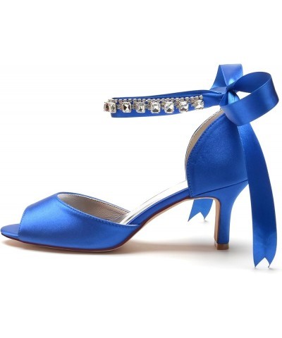 Womens Occasion Sandals Ankle Chains Low Heel Bridal Wedding Shoes with Ribbon JY146 Royal Blue $30.77 Sandals