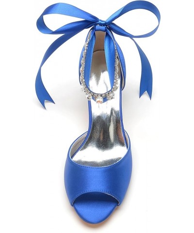 Womens Occasion Sandals Ankle Chains Low Heel Bridal Wedding Shoes with Ribbon JY146 Royal Blue $30.77 Sandals