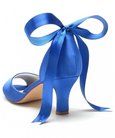 Womens Occasion Sandals Ankle Chains Low Heel Bridal Wedding Shoes with Ribbon JY146 Royal Blue $30.77 Sandals