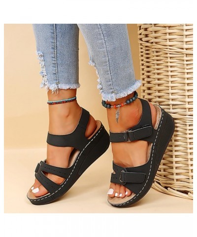 Black Platform Heels Black Wedges Boots For Women Platform Sandals Women Wide Feet Woman Sandals Heeled Black-i $14.24 Sandals