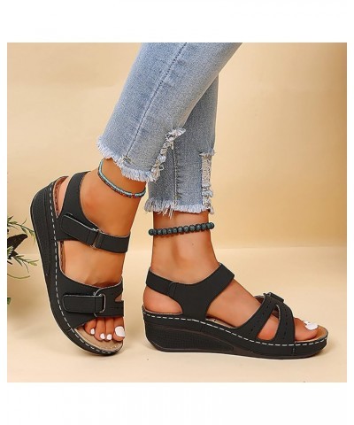 Black Platform Heels Black Wedges Boots For Women Platform Sandals Women Wide Feet Woman Sandals Heeled Black-i $14.24 Sandals