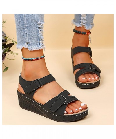 Black Platform Heels Black Wedges Boots For Women Platform Sandals Women Wide Feet Woman Sandals Heeled Black-i $14.24 Sandals