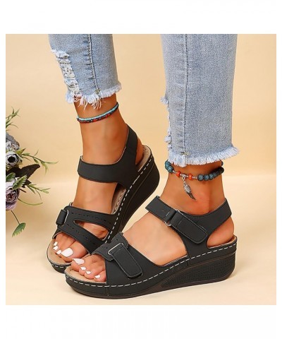 Black Platform Heels Black Wedges Boots For Women Platform Sandals Women Wide Feet Woman Sandals Heeled Black-i $14.24 Sandals