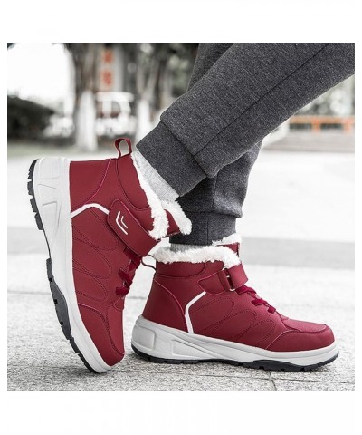 Couple Models Women's Middle Aged And Elderly Winter High Top Non Slip Soft Bottom Outdoor Boots Women Size 8 Red $29.68 Outd...