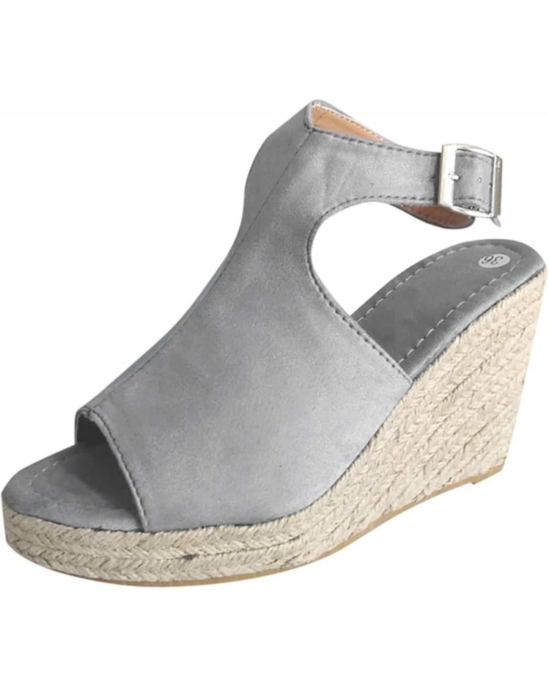 Platform Sandals Women, Comfortable Sandals for Women Open Toe Platform Wedge Sandals X03-gray $20.16 Athletic Shoes