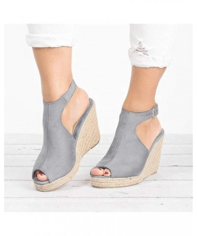 Platform Sandals Women, Comfortable Sandals for Women Open Toe Platform Wedge Sandals X03-gray $20.16 Athletic Shoes