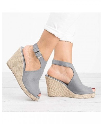 Platform Sandals Women, Comfortable Sandals for Women Open Toe Platform Wedge Sandals X03-gray $20.16 Athletic Shoes