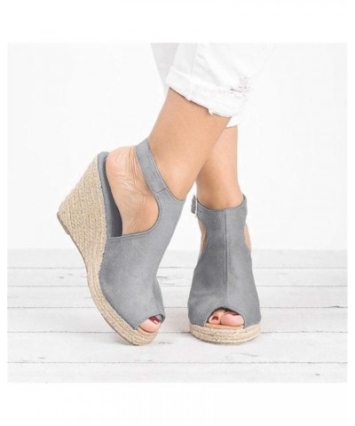 Platform Sandals Women, Comfortable Sandals for Women Open Toe Platform Wedge Sandals X03-gray $20.16 Athletic Shoes