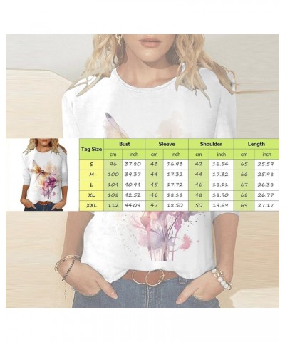 Women Casual Fashion Round Neck Three Quarter Sleeve Flower Butterfly Print T Shirt Woman's Summer Tops Pink $10.54 Athletic ...