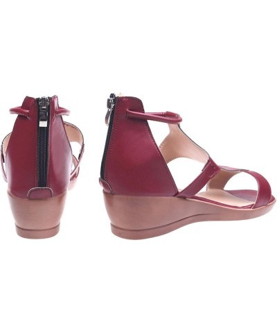 Wedge Sandals for Women casual summer platform wedge flip flop daily sandals for women platform sandals women Wine $12.39 Ath...