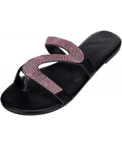 Women's Casual Solid Roman Plus-Size Flat Slippers Sandals Shoes Slippers Soft Sole Womens (Silver, 10) 8 Pink $11.76 Slippers