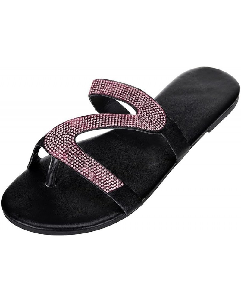 Women's Casual Solid Roman Plus-Size Flat Slippers Sandals Shoes Slippers Soft Sole Womens (Silver, 10) 8 Pink $11.76 Slippers