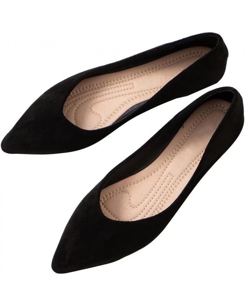 Women's Ballet Flats Comfortable Pointed Toe Slip On Memory Foam Flats Shoes A Black $14.21 Flats