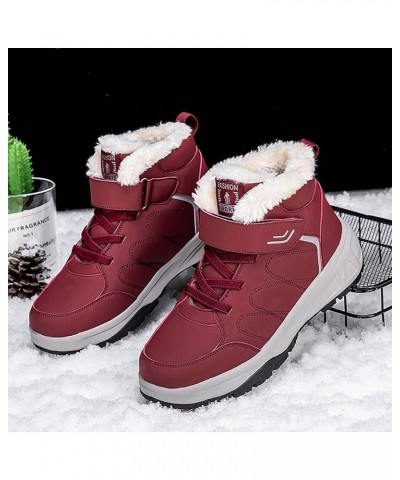 Couple Models Women's Middle Aged And Elderly Winter High Top Non Slip Soft Bottom Outdoor Boots Women Size 8 Red $29.68 Outd...